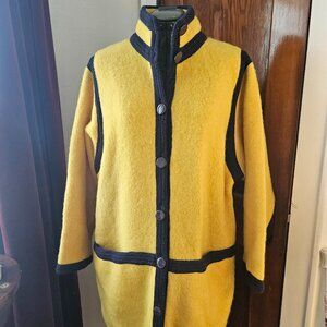 Vintage 70s Yellow Spanner Mohair Cardigan, Size S/M